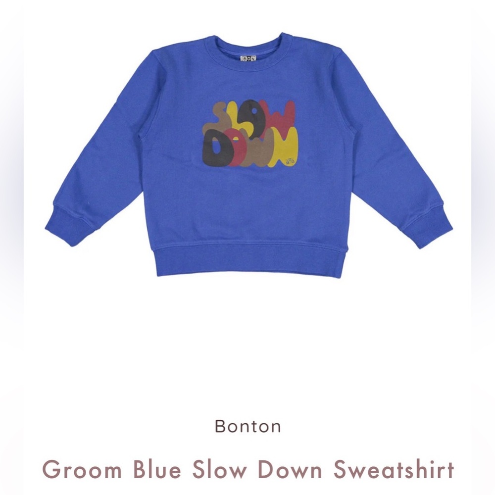 Bonton Blue Graphic Crewneck Sweatshirt